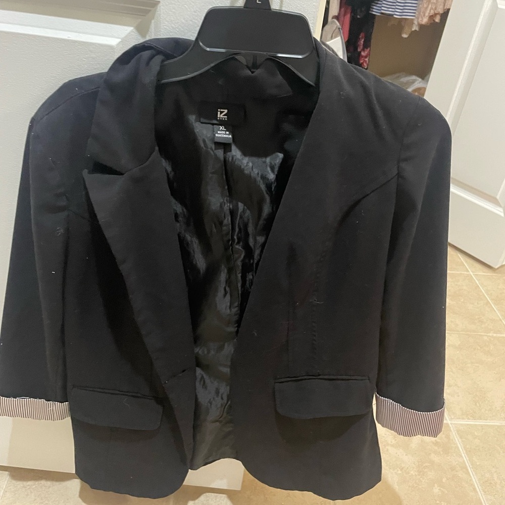 Black Blazer with Striped Cuffs
